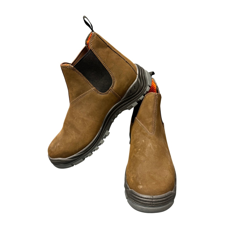 Hytest Safety Footwear Boots Mens 11 W Knox Chelsea Brown Steel Toe Pull On